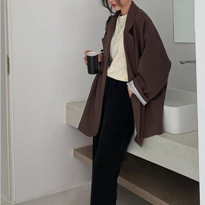 Autumn Blazers Women Minimalist Solid Outwear Loose Elegant Retro Official Fashion High Street Feminine Comfortable Suit Student