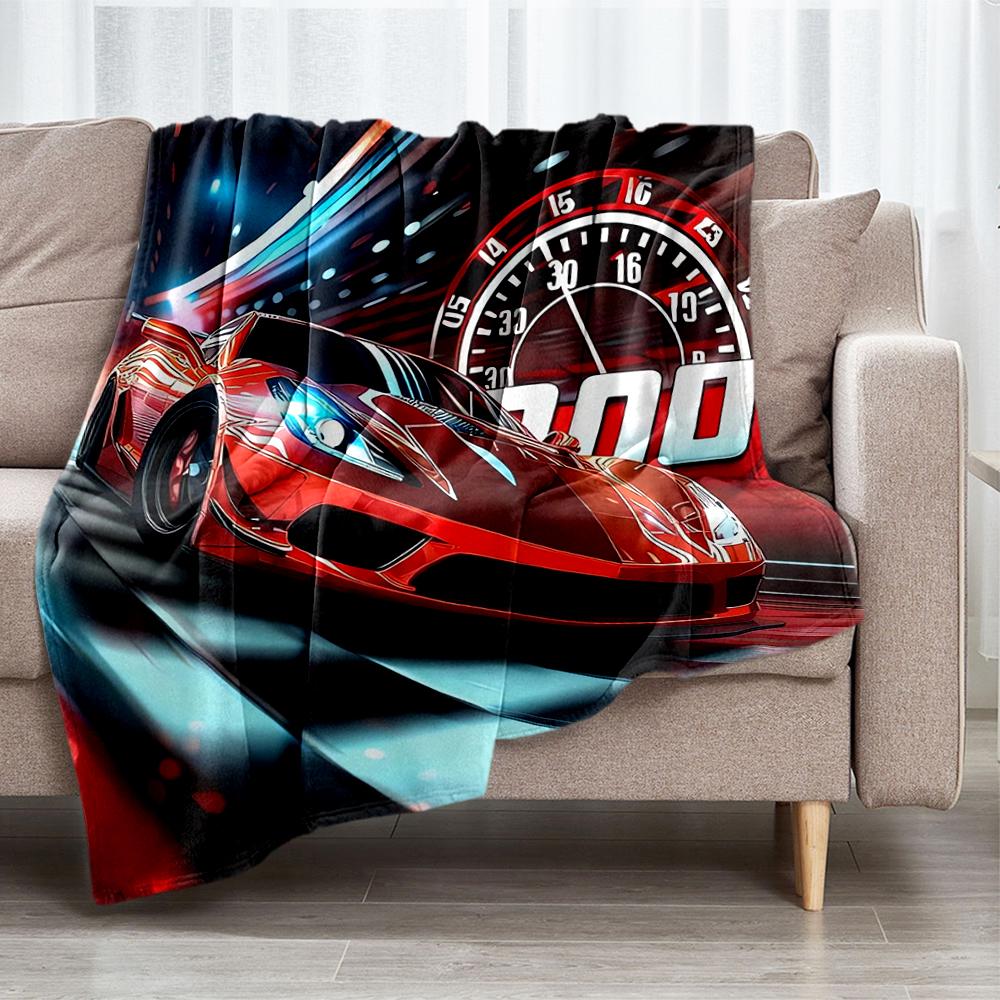 Racing Theme Printed Blanket - Perfect for Couch, Bed, Travel & Outdoor Use | Machine Washable, Cozy & Durable.