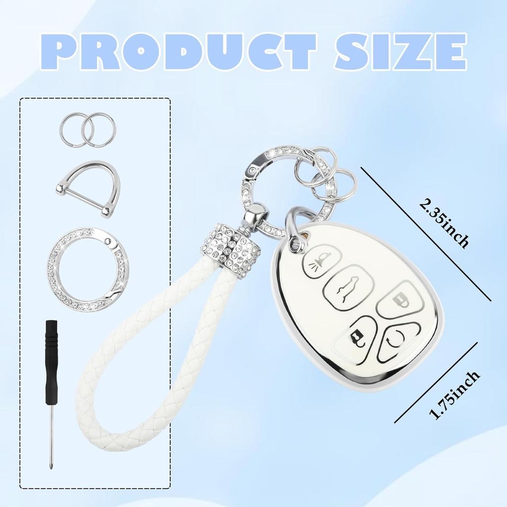 Bling Car Key Fob Cover Compatible With 5 Button,TPU Key Fob Case With Keychain,Car Accessories Key Fob Protector(For Chevroiet 5)