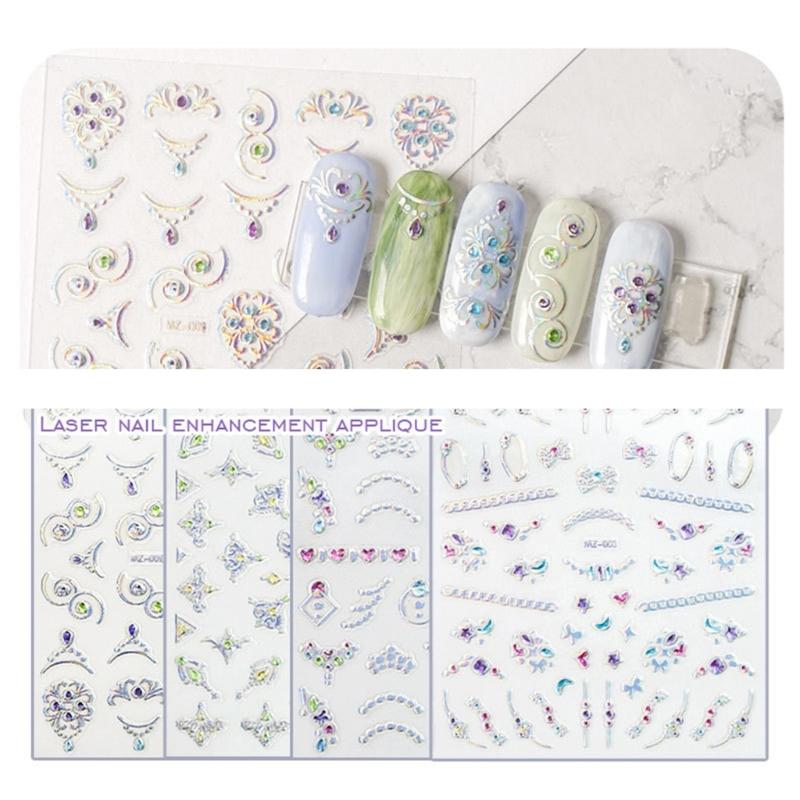 3D Geprägte Nail Art Aufkleber Bunte Blumen Nagelabziehbilder Selbstklebende Nageldesign Aufkleber für Nagelkunst Dekorationen