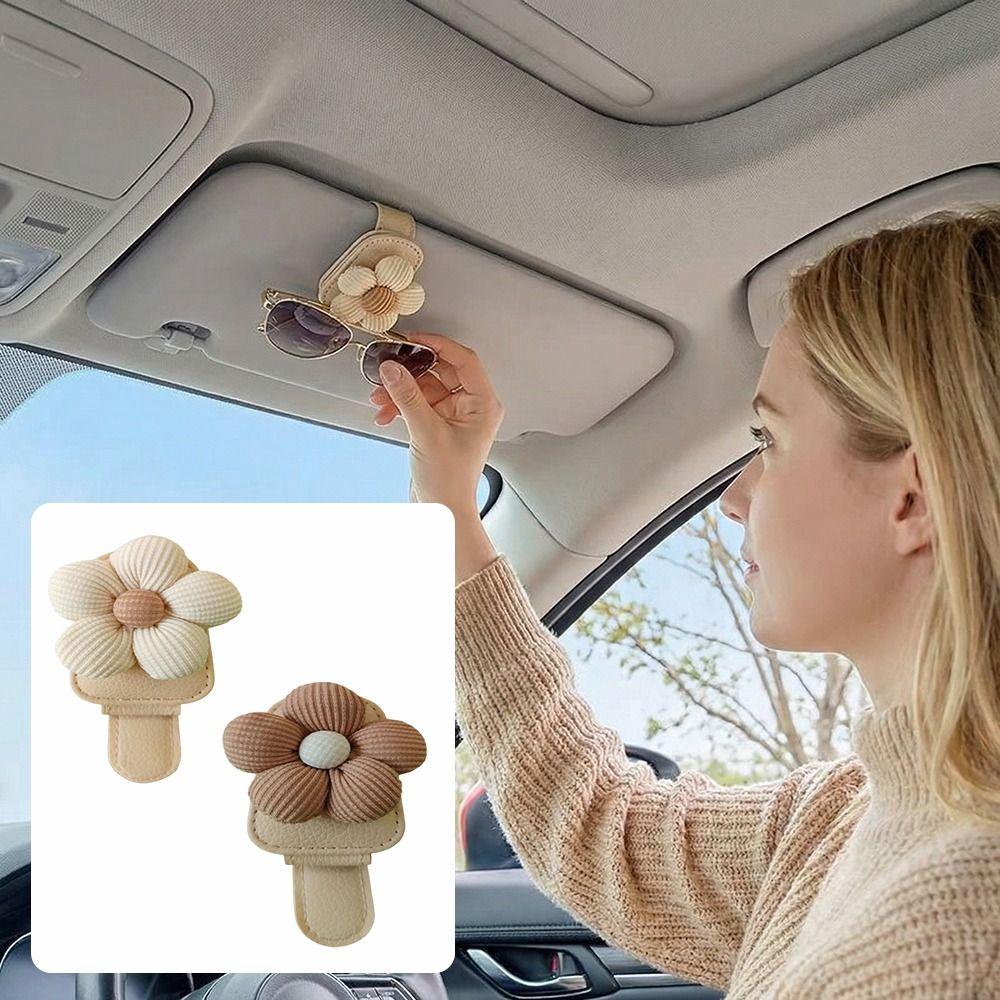 Magnetic Design Car Sun Visor Clip Flower Design Sunshade Glasses Clip Sunglasses Clip