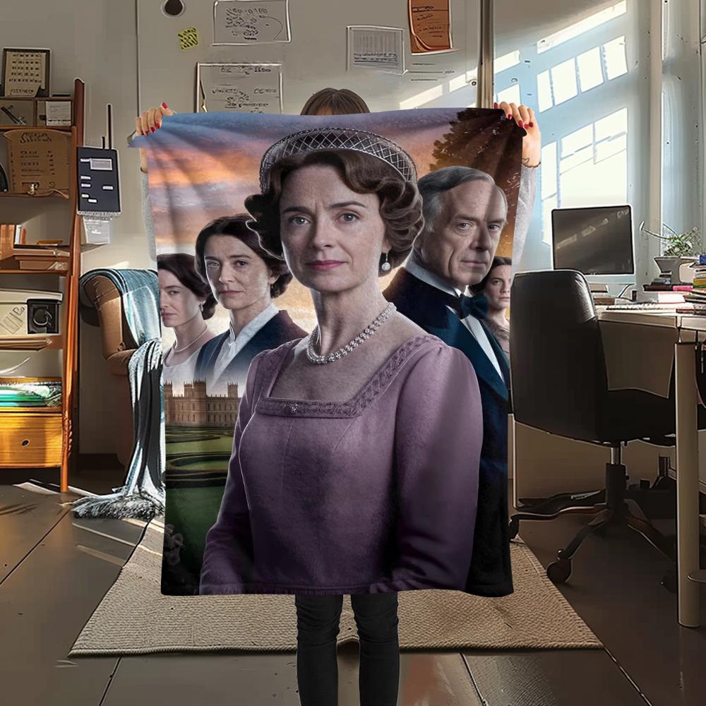 1 Stück Flanelldecke mit Downton Abbey Aufdruck, Hohe Qualität für alle Jahreszeiten, Heimdekoration, Wärme und Komfort, Perfekt für Weihnachtsgeschenke