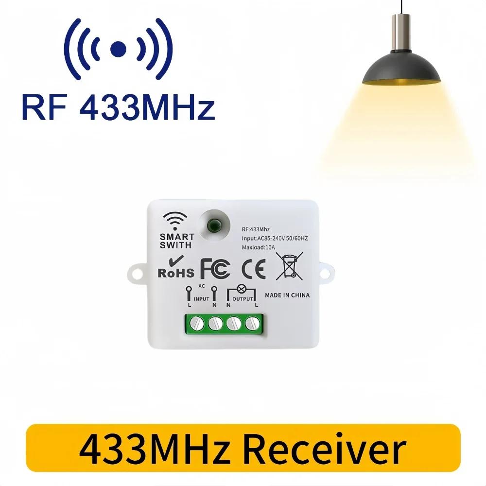 RF 433MHz Wireless Remote Control Light Switch 220V 110V 10A Relay Receiver Mini Round Button Wall Panel Switch For LED Lamp
