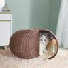 4-Season Semi-Enclosed Cat House Breathable Rattan Pet Bed Detachable Washable Cat Villa Summer Coolness Kitty Cottage