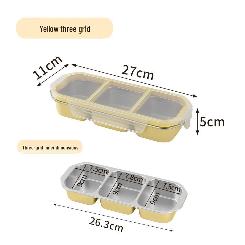 Mingjiang Chubang 304 Stainless Steel 3-Compartment Lunch Box