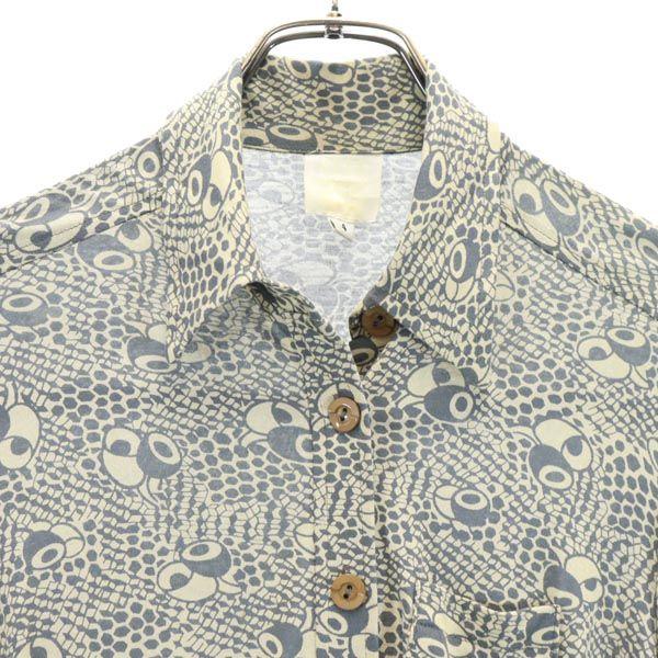 ANNA SUI Made in USA Long sleeve Shirt dress 4 Beige x gray Women Used