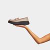 Loafers LEATHER FLATFORM LOAFERS Latte Cm [Fit Flop] F-MODE PADDED-DETAIL Women's Beige/Black 22.0
