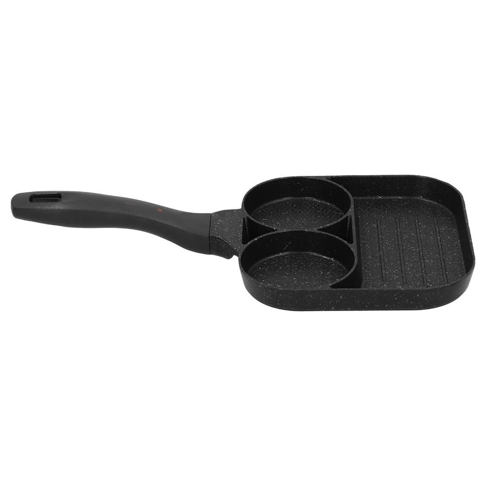 Aluminum Alloy Square Grill Pan 3 Section Divided Egg Frying Pan  Outdoor Grilling