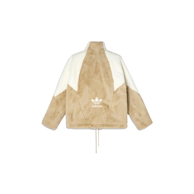 adidas Originals Trefoil Speed Fur Fleece-Lined Casual Sports Jacket Unisex Jacket Brown HF0702