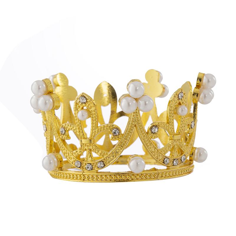 Birthday cake decoration ornaments, flowers, mini crown, alloy pearls and rhinestones, children's headdress, bouquet