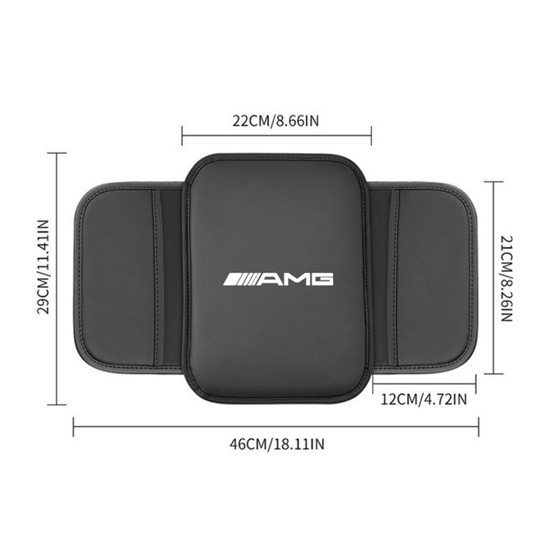 TFHM4 PU Leather Car Armrest Cushion With Storage Bag Tire Valve Cap For Mercedes Benz AMG GLE GLS CLA CLE GLC CLS GLA W223 W213 W206
