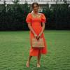 Women's Clothing European American Split Long Dress Fashionable Casual Bubble Sleeve