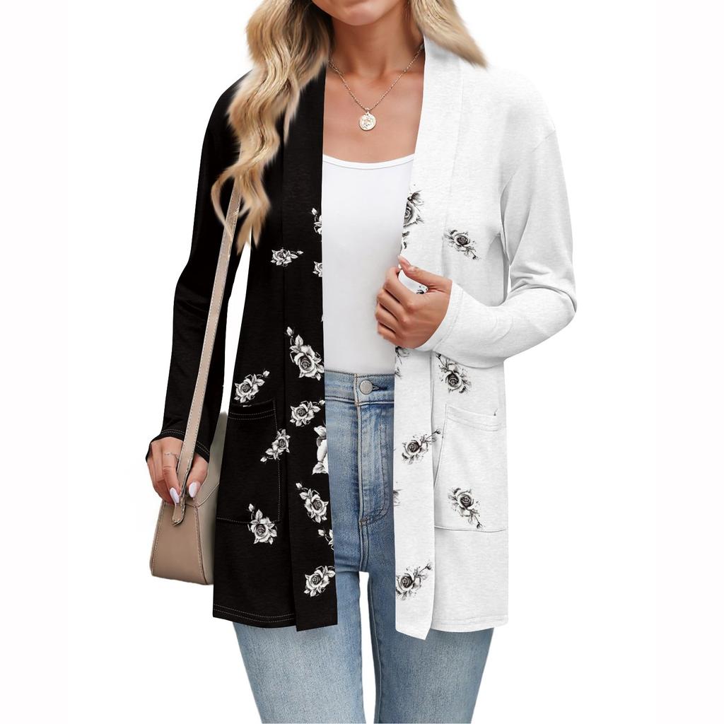 Women's Lightweight Cardigan Sweaters Open Front Long Sleeve Casual Loose Thin Cardigans With Pockets