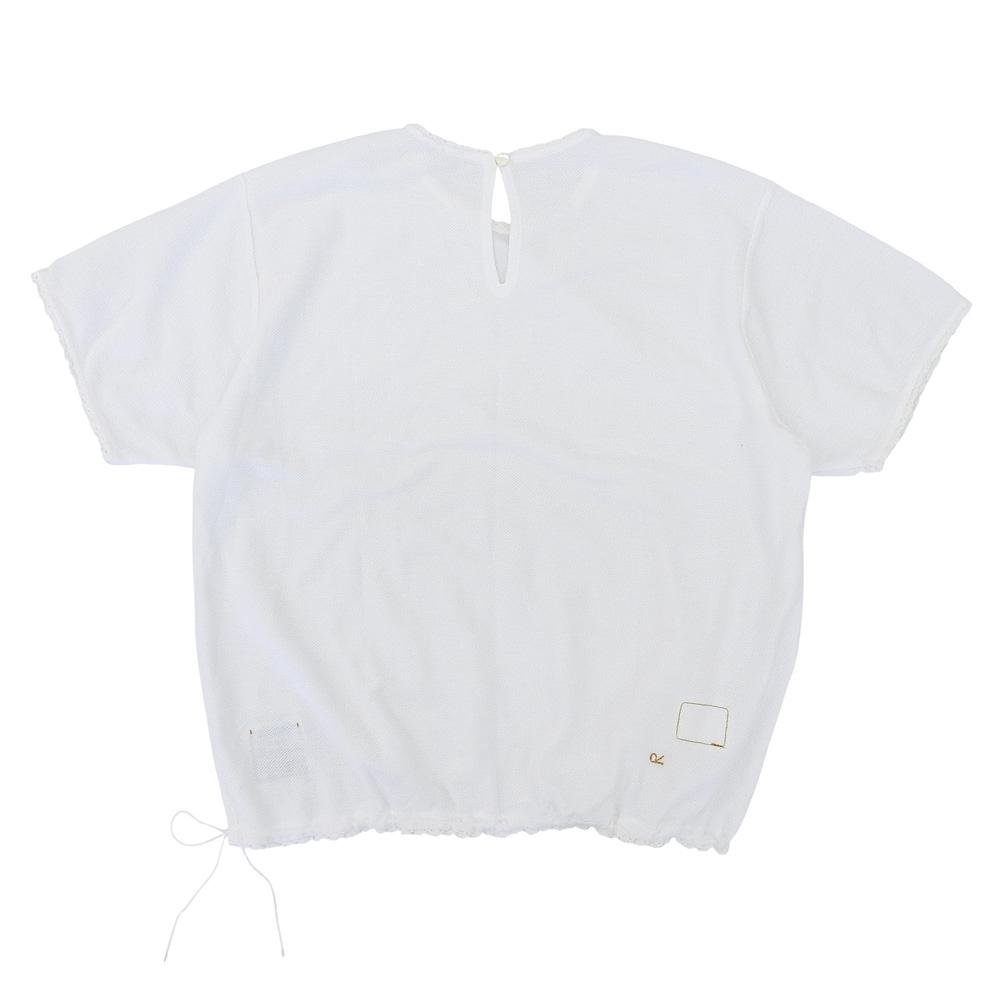 45R Women's White Pique Lace Shirt, Short Sleeve Cotton Polo Shirt, 50371931 tops ― whiteUsed