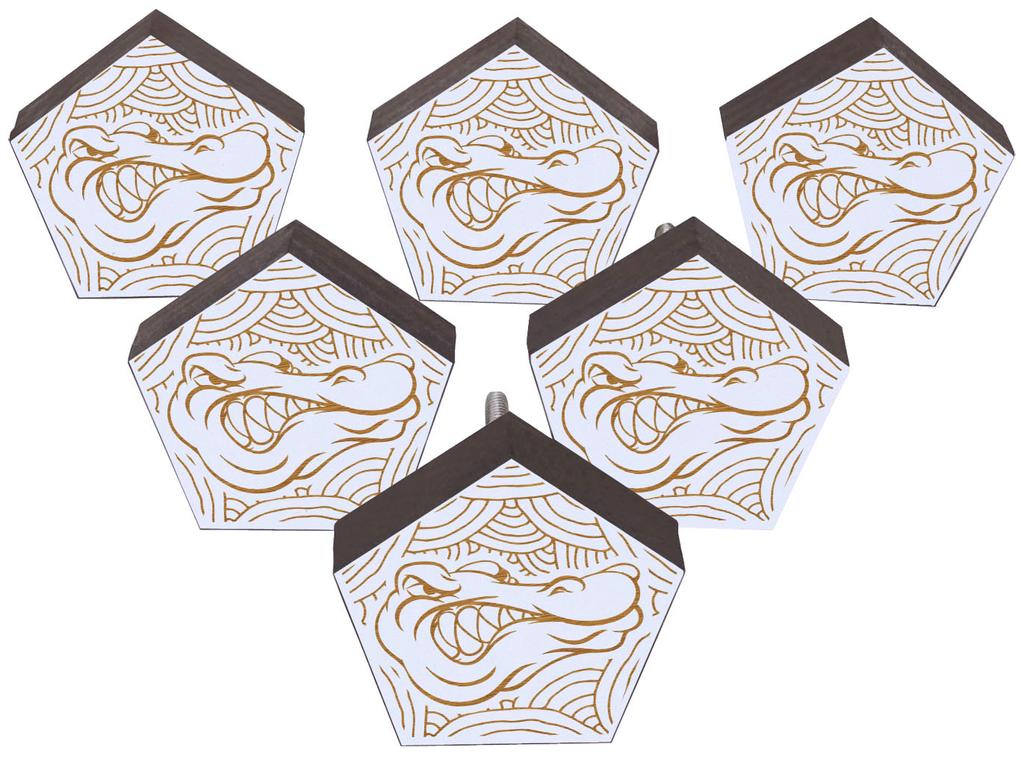 IBA Indianbeautifulart Brown Engraved Knobs 10 Pc Furniture Wooden Scallop Knobs Rustic Drawer