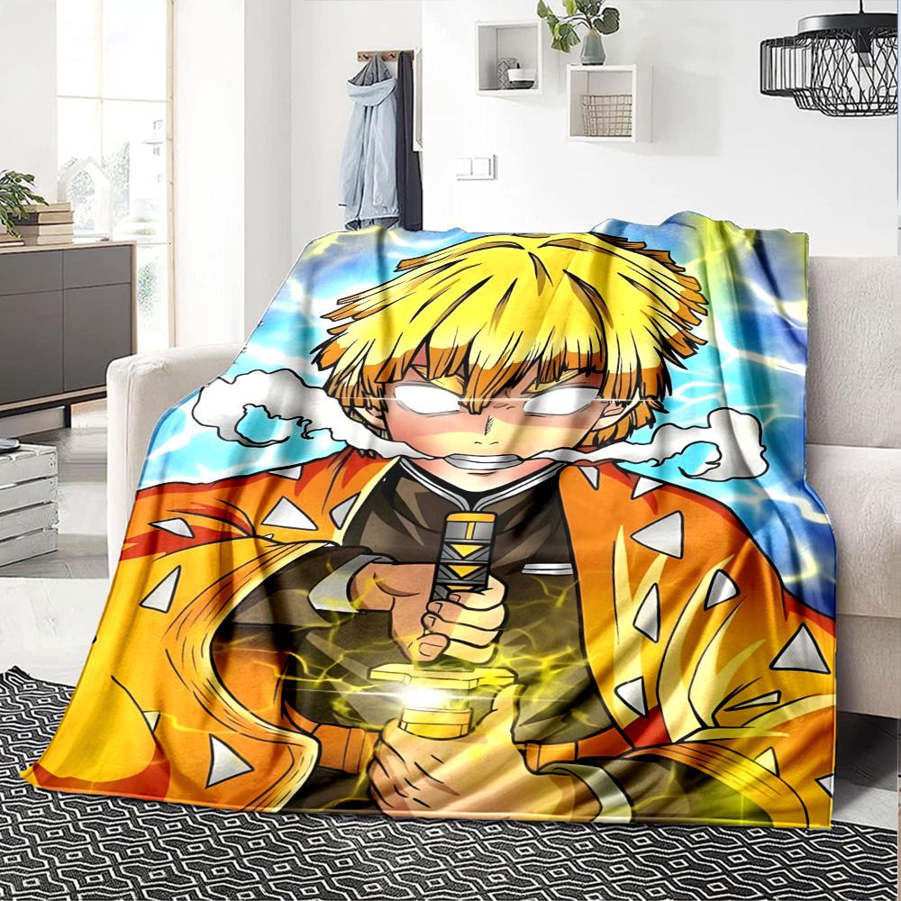 1pc Agatsuma Zenitsu Blanket, Gift, for Men and Women, Soft Blanket, Good for Sofa Bed Couch Travel, Lightweight Flannel Blanket