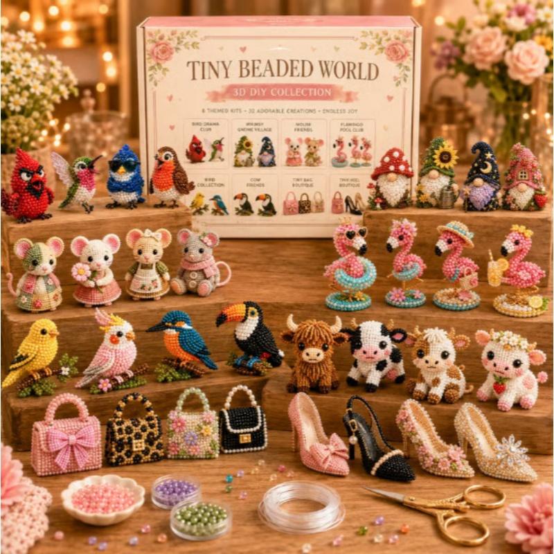 4Pcs/Box Animal 3D Beaded Craft Kit 4 Unique Designs For Family Diy Gifts For Kids And Craft Lovers