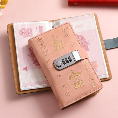 50Sheets Saving Money Binder Portable PU Leather Budget Binder with Lock Refillable Cash Envelopes Account Book 50 Sheets