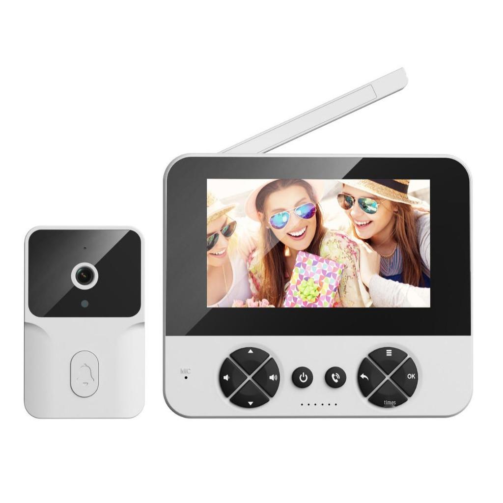 Smart Wireless Doorbell with Wide-Angle Camera and Display for Anti-Theft Door Monitoring