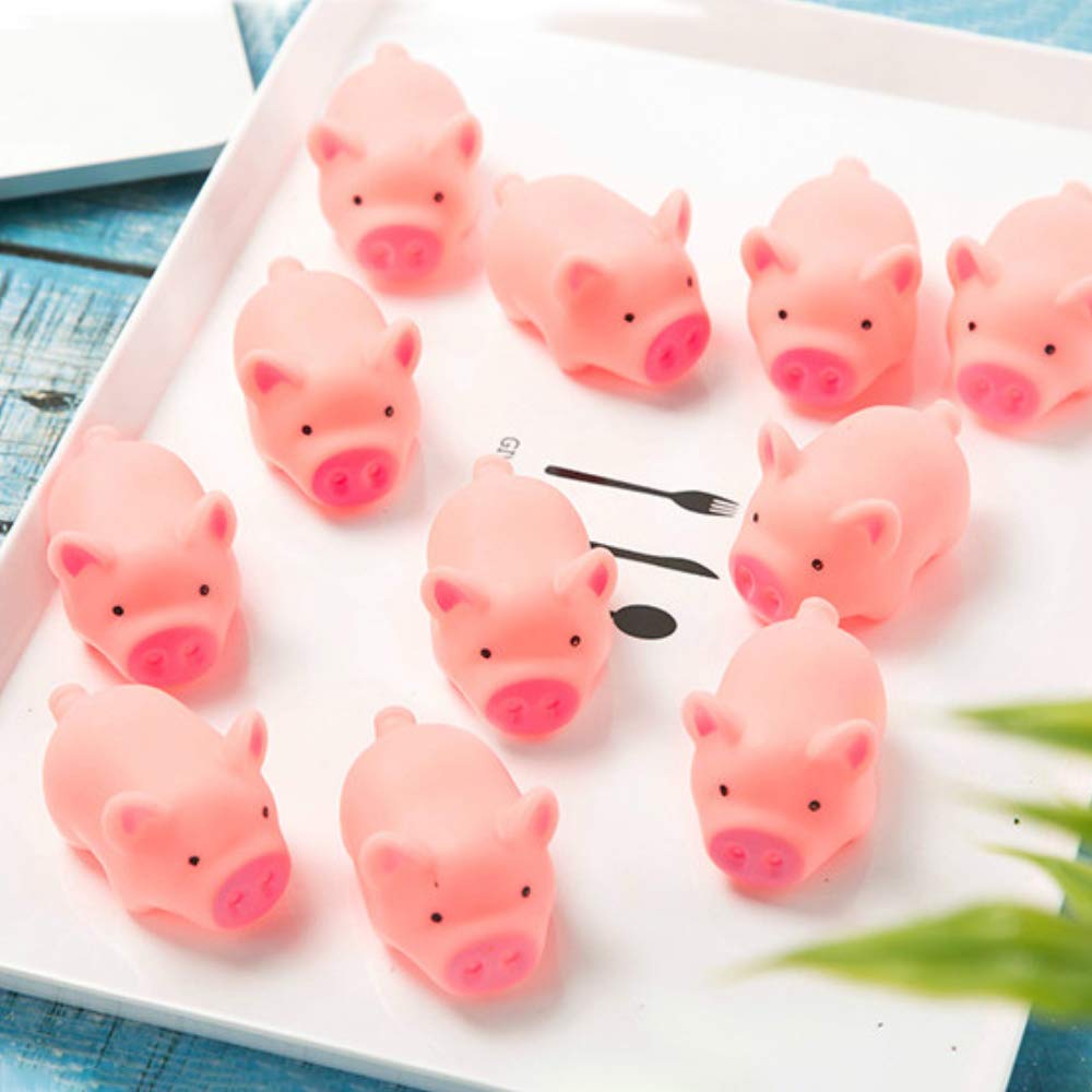 10pcs Mini Rubber Pig Baby Bath Toys Pink Piggy Decompression Venting Toys Float Squeak Toys for Baby Shower for Children