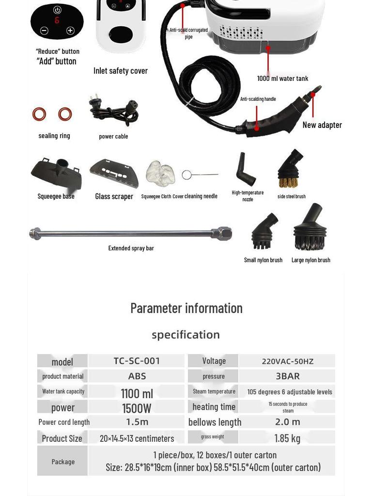 220V/110V High-Temp Steam Cleaner with LCD: Multifunctional Kitchen Cleaning Machine