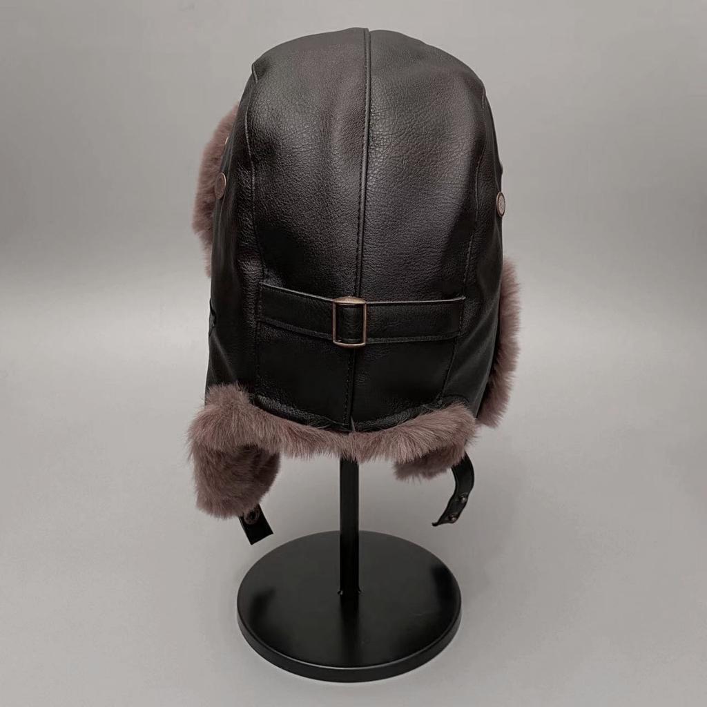 Women'S Retro Pilot Hat - Thick Plush Ear Cushions, Warm Winter Cycling & Snowboarding with Fur-Lined Ears, BrownRed/ - Cold Weather