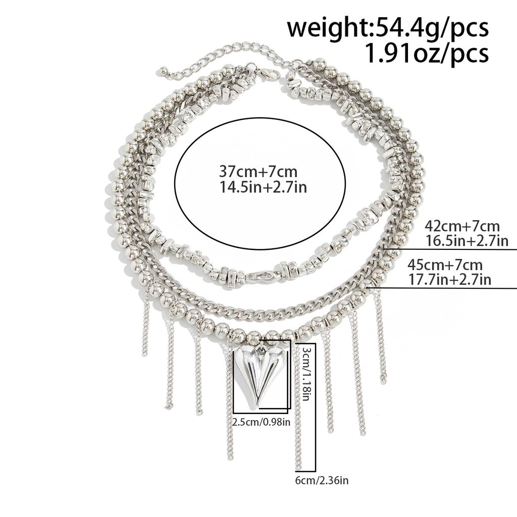 Ingemark Trendy Exquisite Love Heart Pendant Choker Necklace for Women Boho Silver Color Tassel Metal Chain Wedding Neck Jewelry