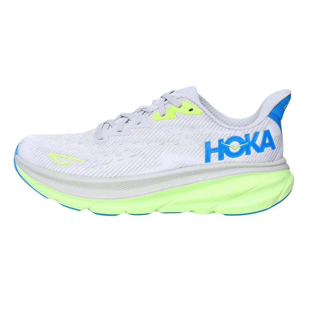 HOKA Clifton 9 Running Medium Gray with Flash Yellow Sneakers for Jogging and Walking Shoes, (1127895-STLC), (Medium Gray/Size 28.5/Men's)