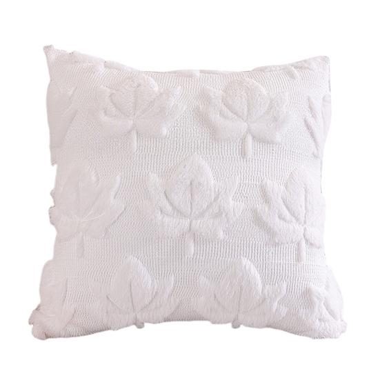 Autumn Pillow Cover Plush Faux Fur Pillowcase with 3D Leaf Art Farmhouse Bohemian Style Invisible Zipper Pillow Case