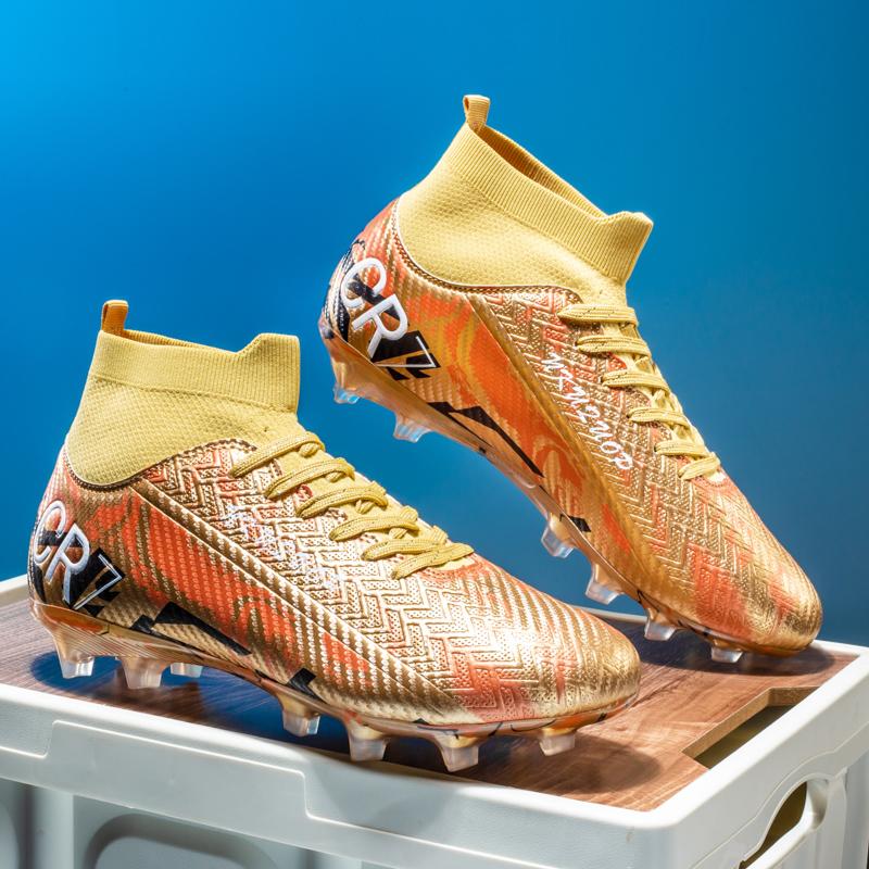 Soccer Men Professional Teenager Outdoor Lightweight Football Shoes Comfortable Grass Breathable Lace-up Football Boots cm oro