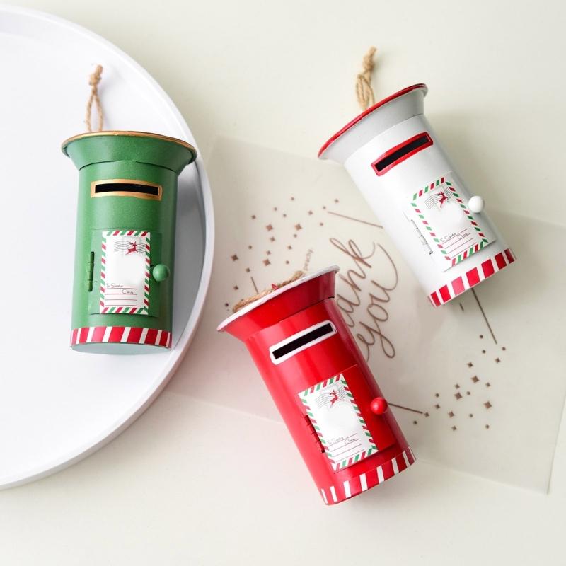 Iron Mailbox Hanging Ornament Christmas Tree Decoration for Yard Mantels Porch Window Display Holiday Party Centerpieces