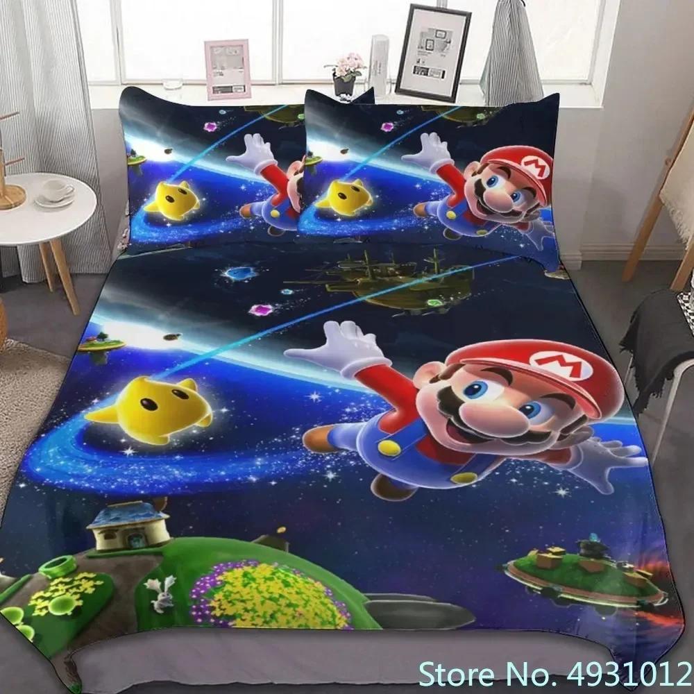 

Затишний дитячий комплект постільної білизни з аніме Super Mario Аніме 3D підковдра для дитини Дітей Підлітків Дорослого Домашній текстиль Покривало AU King(245*210cm)3pcs