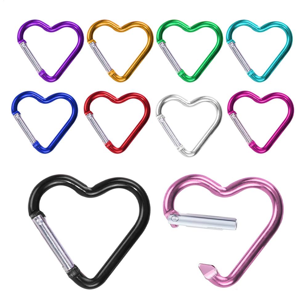 

Карабин-крючок 10 шт. Карабин в форме сердца Клипса для ключей Подвеска для бутылки с водой для путешествий Пешего туризма