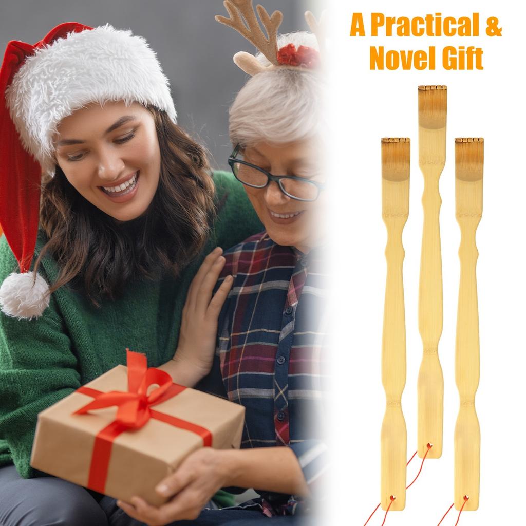 3pcs 18.3 Inch Back Scratcher, Bamboo Back Scratcher with Long Handle, Portable Novel Gifts for Family Friends, Christmas & Thanksgiving