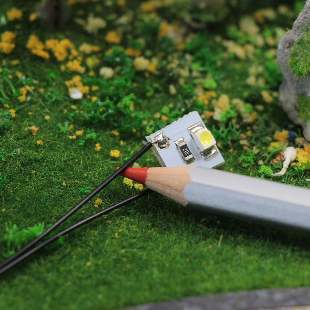 White SMD 3528 Chip LEDs with Wiring and Resistors for Model and Dioramas 20-Pack Trains, Railways, Buildings,