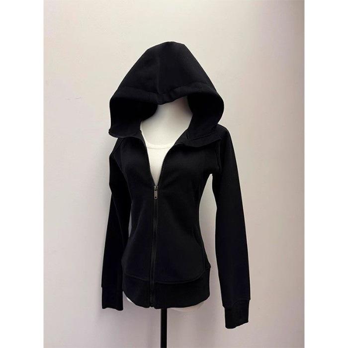 

Women s Slim Hooded Sweatshirt Jacket with Cinched Waist Large
