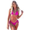 Sexy Women Thong Solid Color Bikini Set Side Halter Tie Swimsuit Ladies Split Strap Adjustable Brazilian Swimwear Beachwear