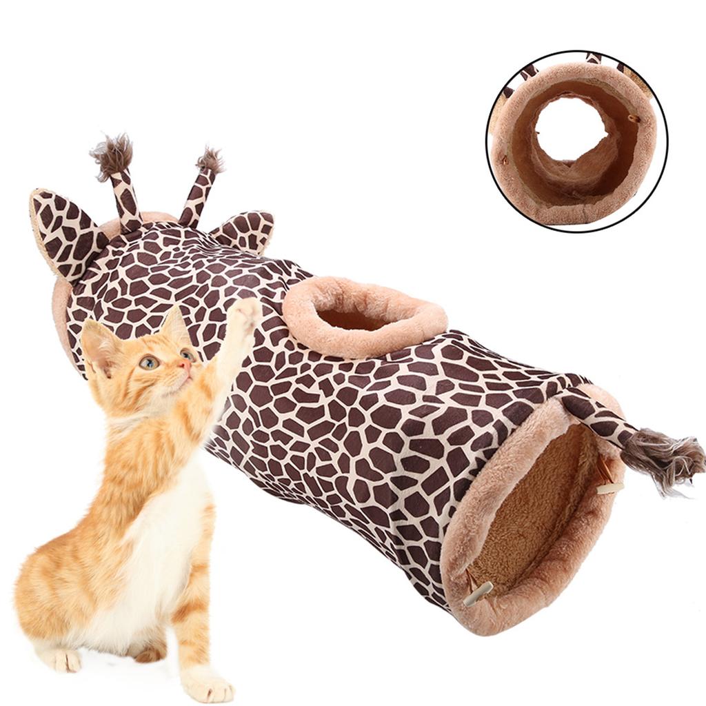 Safe Portable Folding Collapsible Fabric Tunnel Toy for Pet Cat Dog Rabbit(Giraffe)