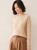 Women's Cozy Cable Knit Cashmere Sweater: Soft, Loose, Round Neck Pullover for Autumn/Winter