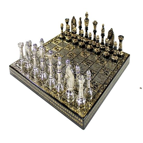 Brass Chess Game Board Set With Brass Chess Pieces Chessman Coins Pawns, for adult Christmas Fathers Mothers Gift for Him Her Birthday Gift