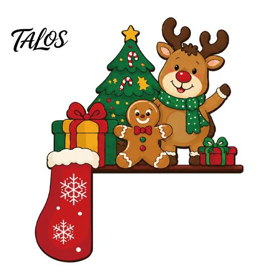 Holiday Wall Accents for Home Wooden Christmas Door Topper Stickers, Seasonal Frame Decoration, L-shaped Corner Sign Decorations Decor, Festive