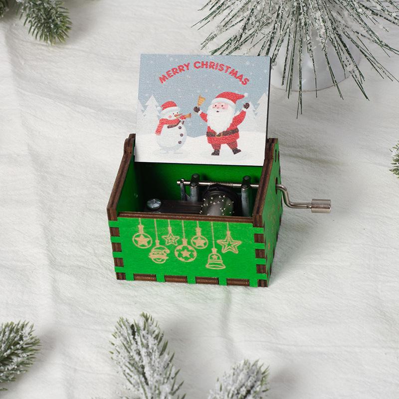 Wooden Hand-Cranked Christmas Music Box Ornament