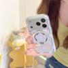 Magnetic Snap-on Phone Case With Flower Stand IPhone 18 Pro Max 17 16 15 Soft Silicone Cover Anti-Drop Polka Dot Design In