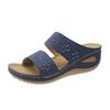 Summer Women Wedge Slippers  Fashion Hollow Out Embroidery Open Toe Sandals Non-Slip Platform Shoes Big Size Claquette Femme