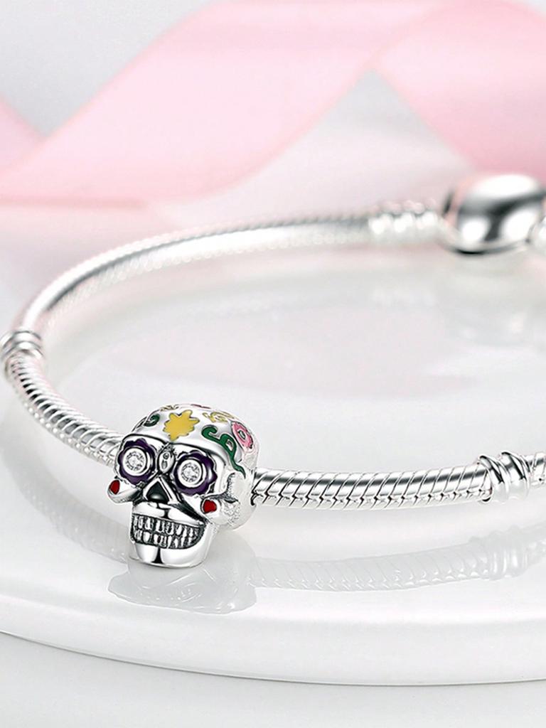 Copper Plated Original Charms Halloween Skull Beads Fit Bracelet Women'S Jewelry Gift