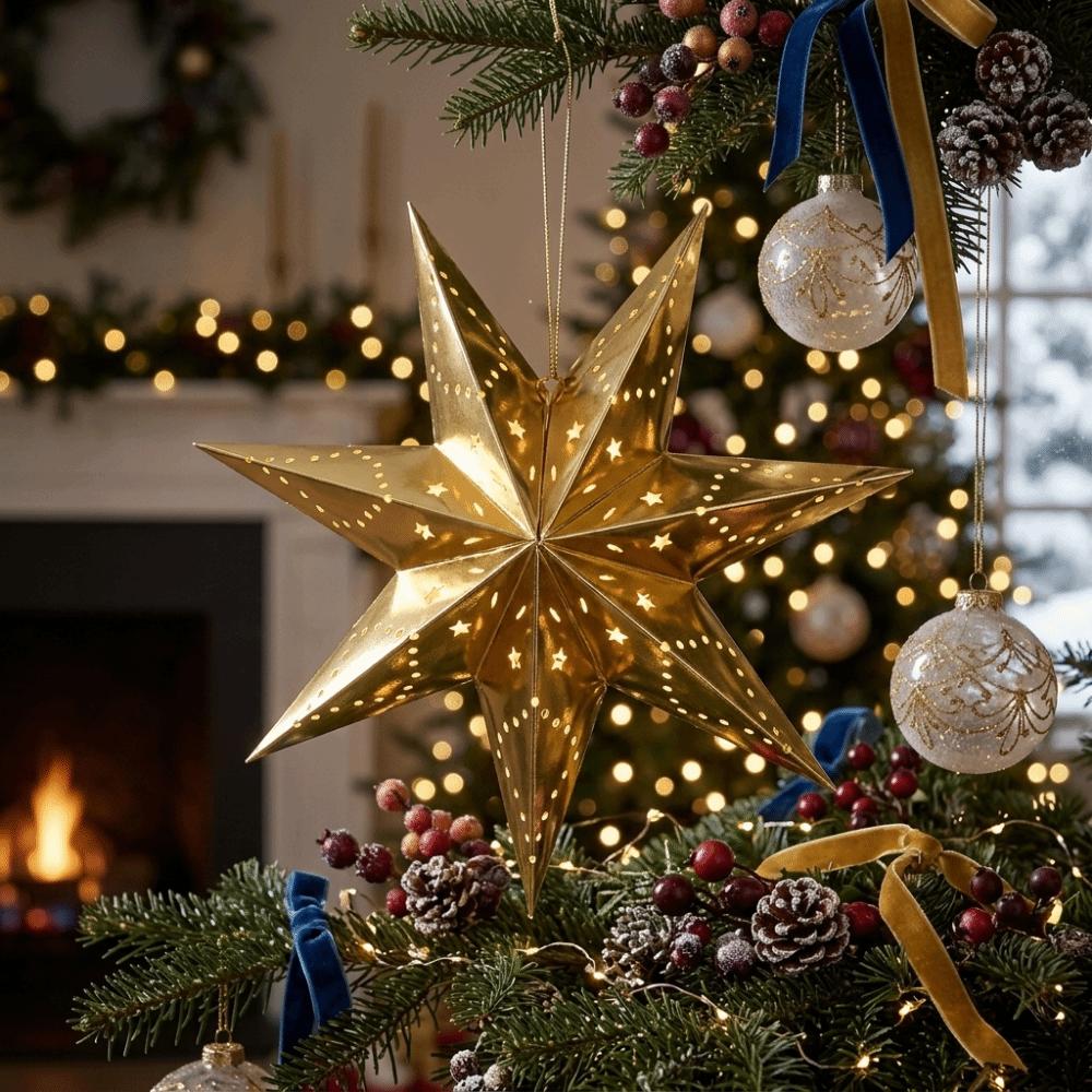 Hollow Out Christmas Hanging Decoration DIY Christmas Tree Ornament Paper Star Pendant Christmas