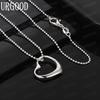 925 Sterling Silver Simple Romantic Hollow Heart Shape Pendant Necklace - Fashion Wedding Jewelry