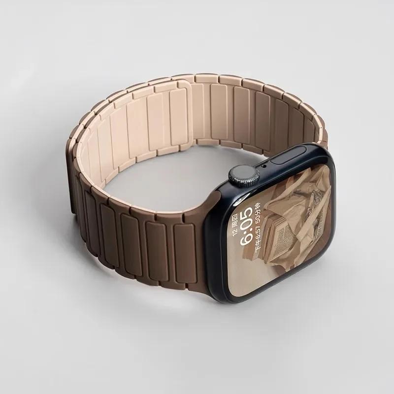 

Silicone Strap for Apple Watch 46mm 42mm 49mm 45mm 41mm 44mm 40mm Magnetic Band for IWatch Ultra 2 Series 11 10 9 8 7 6 SE 5 4 3 S10-46mm 42 44 45 49