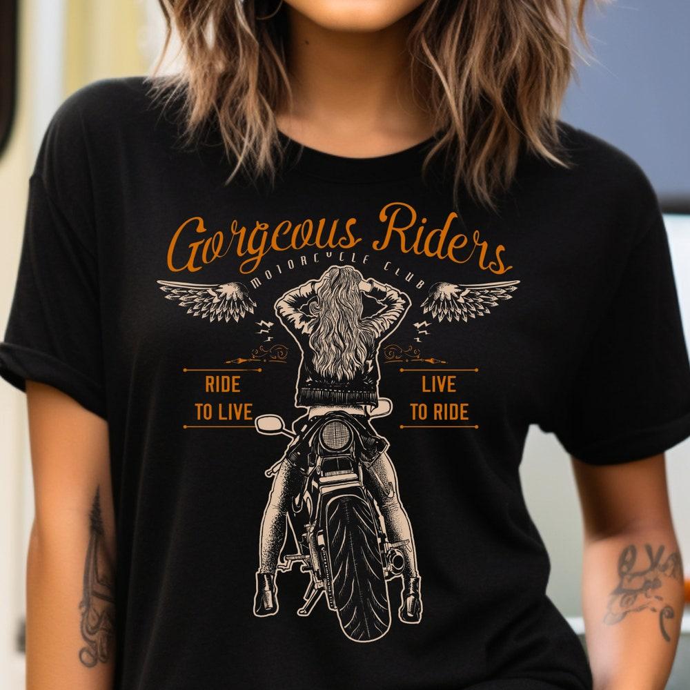 Motorcycle Riders T Shirt, Gorgeous Riders Shirt Vintage Motorcycle Aesthetic Clothing Motorcycle Lover, Classic Motorcycle Gift, Biker Girl M