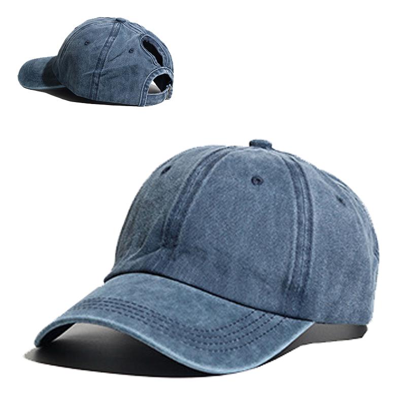 Vintage Ponytail Baseball Cap Women izable Fit Snapback Hat Mesh Distressed Summer Cap Woman Sunhat